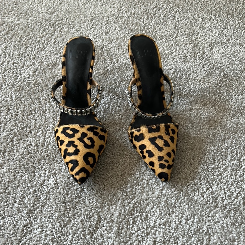 LPA leopard hair pointed toe heels size 7.5